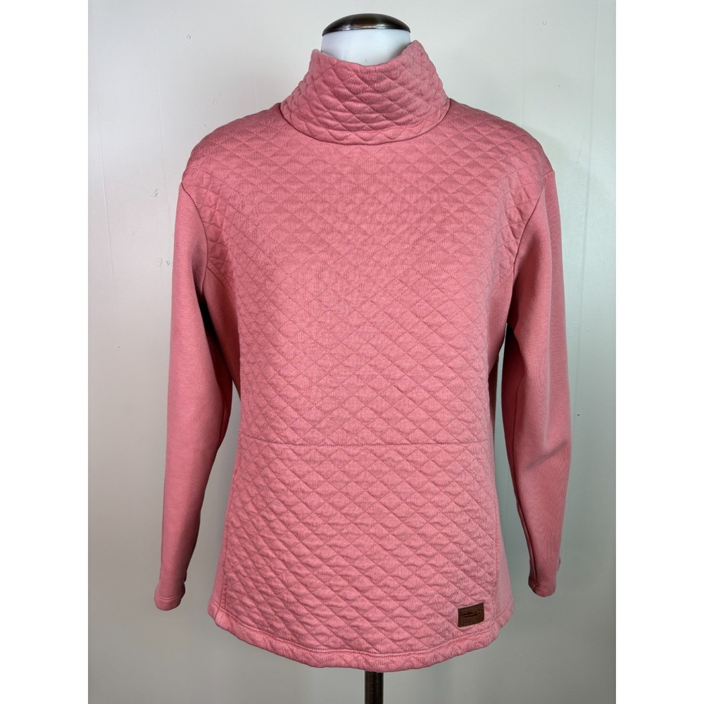 L.L.Bean Sweatshirt Small Pink Quilted Mock Neck Pullover Women's